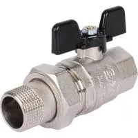 STOUT Кран SVB-0007-000020 шаровой полнопроходной, ВР/НР, ручка бабочка 3/4, американка