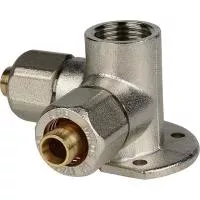 STOUT SFS-0014-001216 Тройник настенный с креплением для металлопластиковых труб винтовой